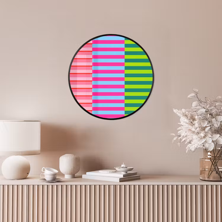 Ronde fotolijst - Patroon - Strepen - Modern - Abstract - Kleurrijk — 5