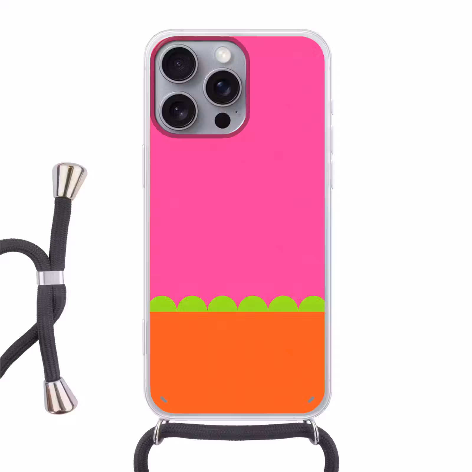 Telefoonhoesje met koord - Abstract - Geometrisch - Kleurblokken - Roze - Oranje — 1