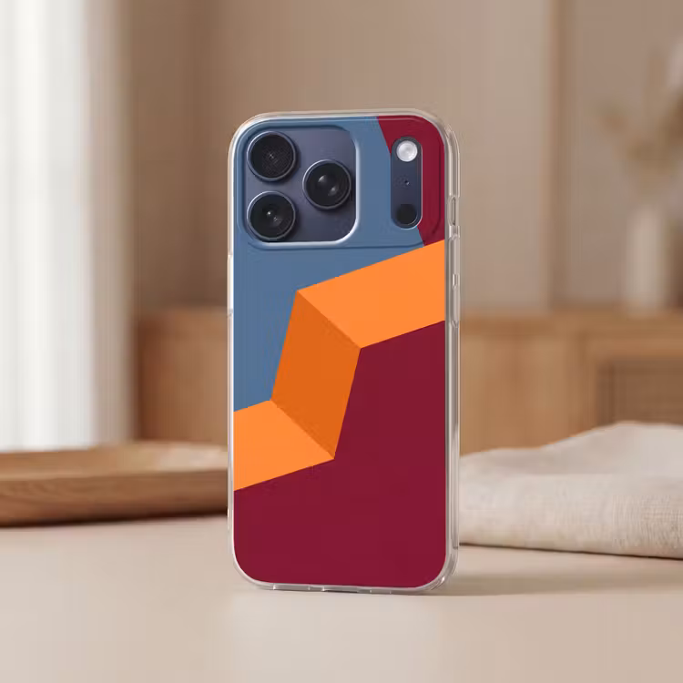 Telefoonhoesje - Abstract - Vormen - Modern - Blauw - Oranje — 3