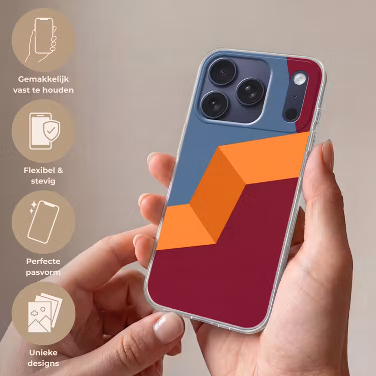 Telefoonhoesje - Abstract - Vormen - Modern - Blauw - Oranje — 4