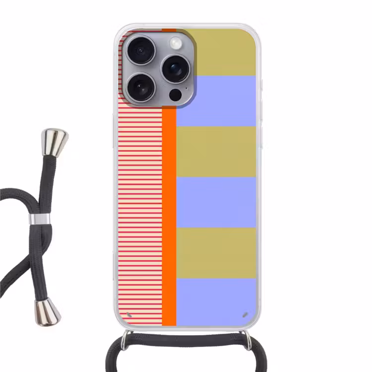 Telefoonhoesje met koord - Abstract - Geometrie - Strepen - Blokken - Rood — 1