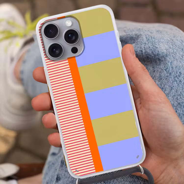 Telefoonhoesje met koord - Abstract - Geometrie - Strepen - Blokken - Rood — 2