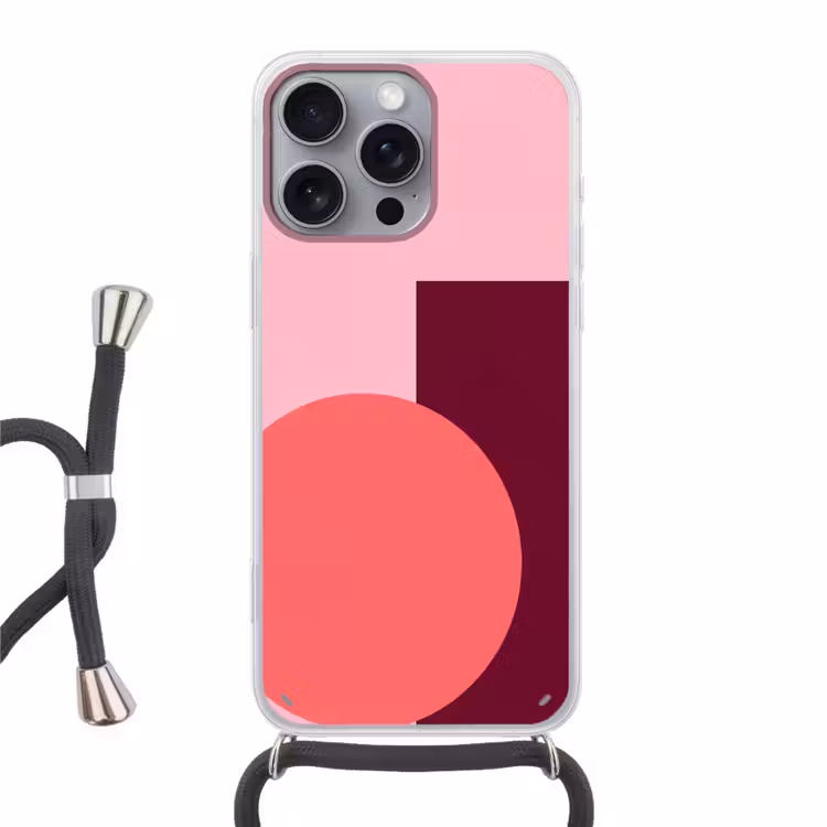 Telefoonhoesje met koord - Abstract - Vormen - Roze - Modern - Design — 1