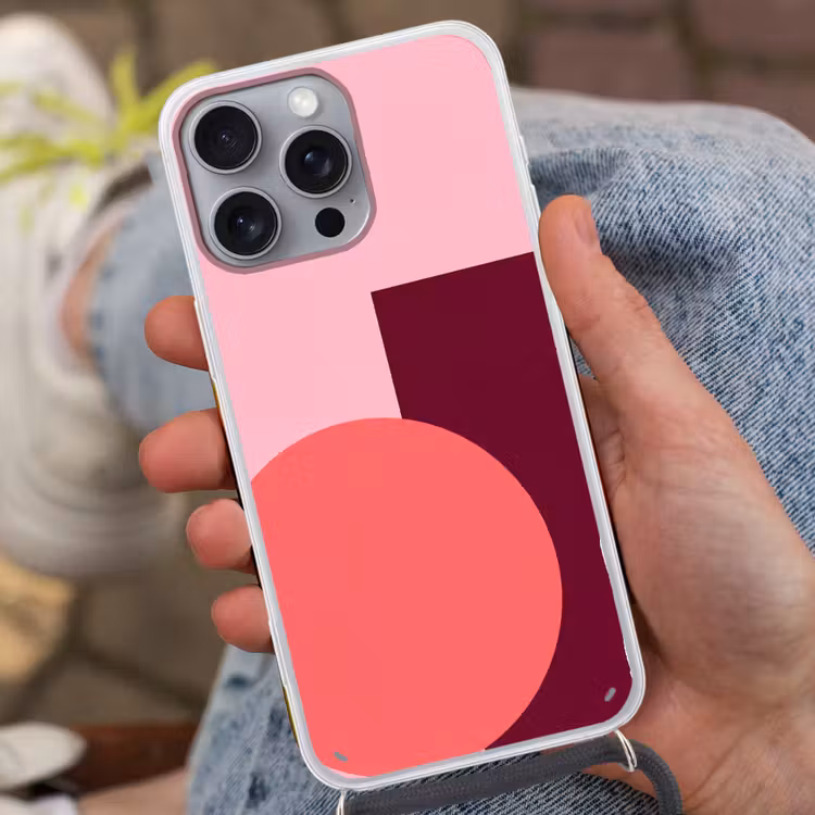 Telefoonhoesje met koord - Abstract - Vormen - Roze - Modern - Design — 2