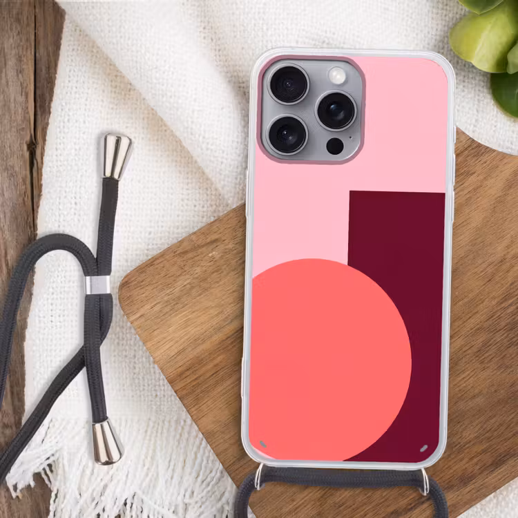 Telefoonhoesje met koord - Abstract - Vormen - Roze - Modern - Design — 3