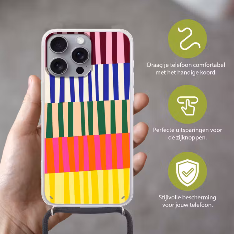 Telefoonhoesje met koord - Patroon - Strepen - Abstract - Modern - Kleurrijk — 4