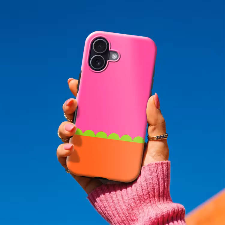 Telefoonhoesje Toughcase - Abstract - Geometrisch - Kleurblokken - Roze - Oranje — 2