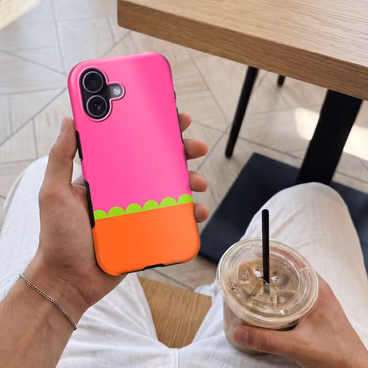Telefoonhoesje Toughcase - Abstract - Geometrisch - Kleurblokken - Roze - Oranje — 4