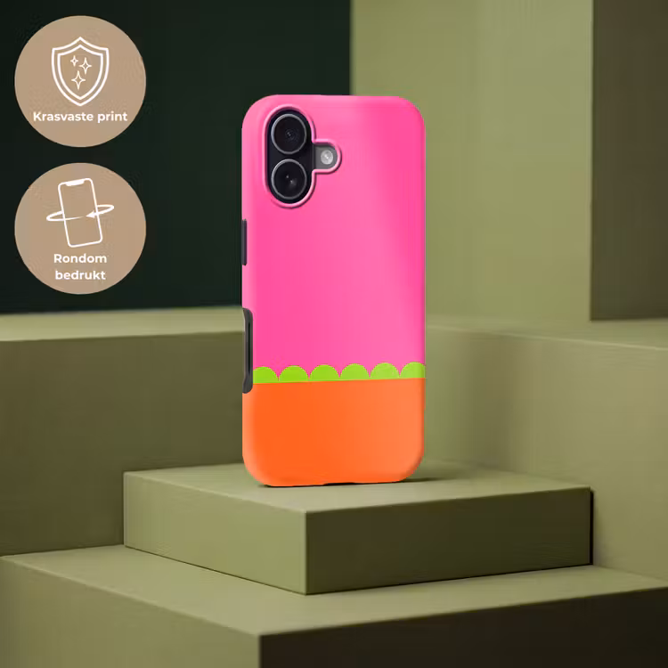 Telefoonhoesje Toughcase - Abstract - Geometrisch - Kleurblokken - Roze - Oranje — 7
