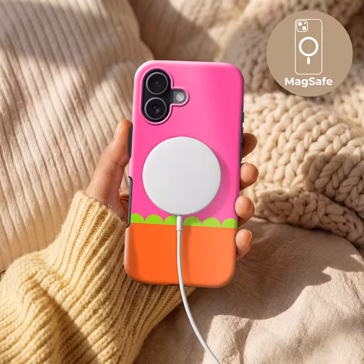 Telefoonhoesje Toughcase - Abstract - Geometrisch - Kleurblokken - Roze - Oranje — 8