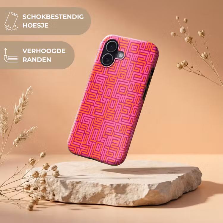 Telefoonhoesje Toughcase - Abstract - Patroon - Lijnen - Roze - Oranje — 5