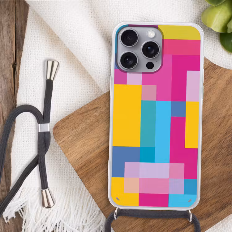 Telefoonhoesje met koord - Abstract - Geometrisch - Kunst - Kleurrijk - Modern — 3