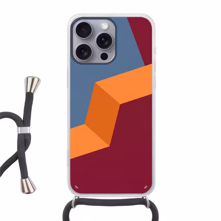 Telefoonhoesje met koord - Abstract - Vormen - Modern - Blauw - Oranje — 1