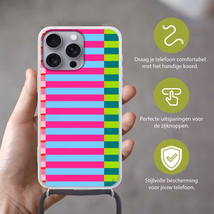 Telefoonhoesje met koord - Patroon - Strepen - Modern - Abstract - Kleurrijk — 4
