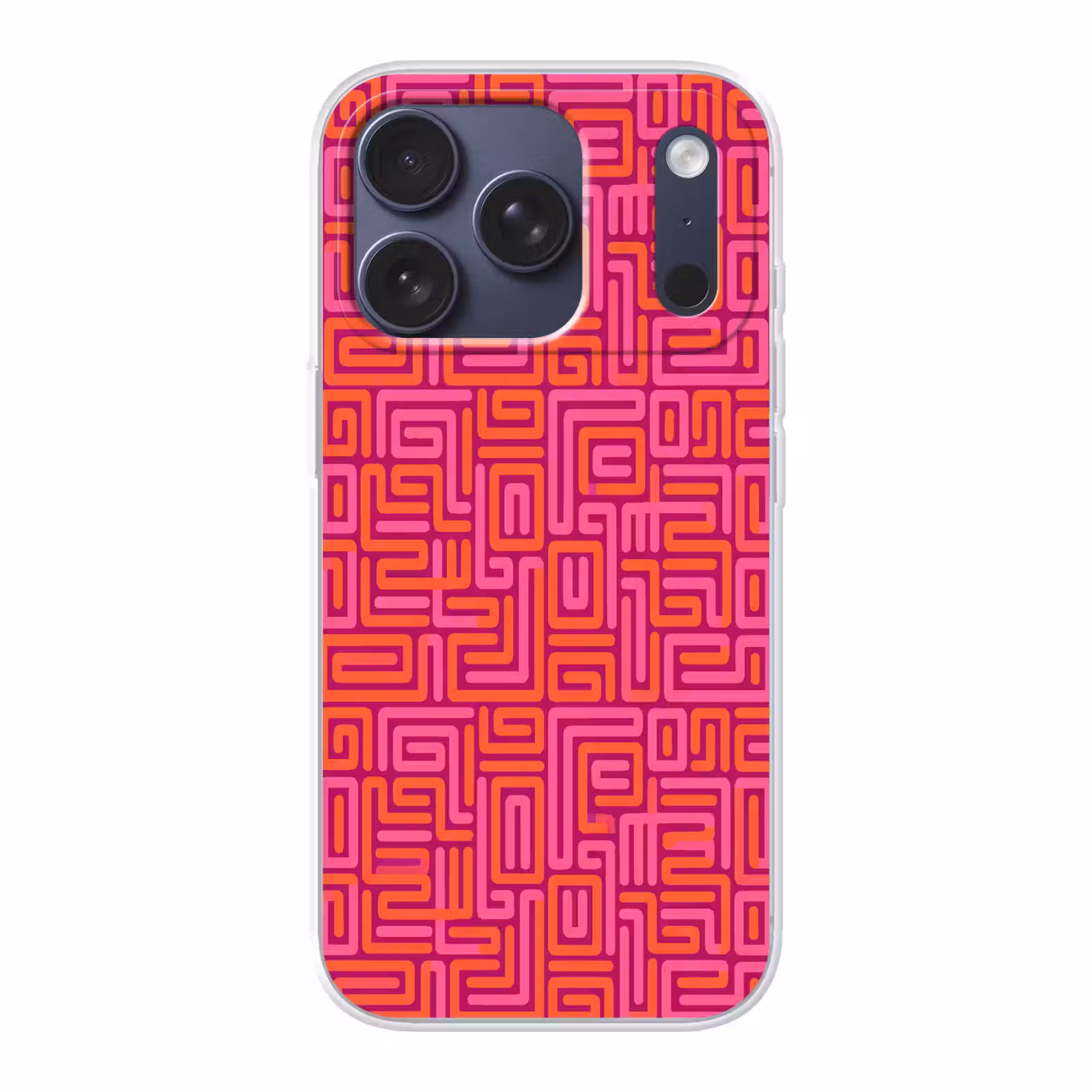 Telefoonhoesje - Abstract - Patroon - Lijnen - Roze - Oranje — 1
