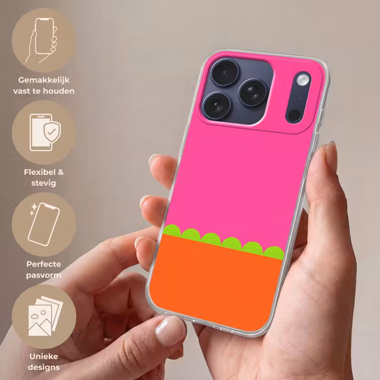 Telefoonhoesje - Abstract - Geometrisch - Kleurblokken - Roze - Oranje — 4