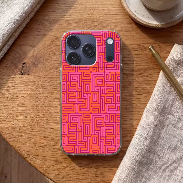 Telefoonhoesje - Abstract - Patroon - Lijnen - Roze - Oranje — 2