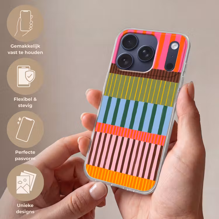 Telefoonhoesje - Abstract - Strepen - Modern - Kleurrijk - Kunst — 4