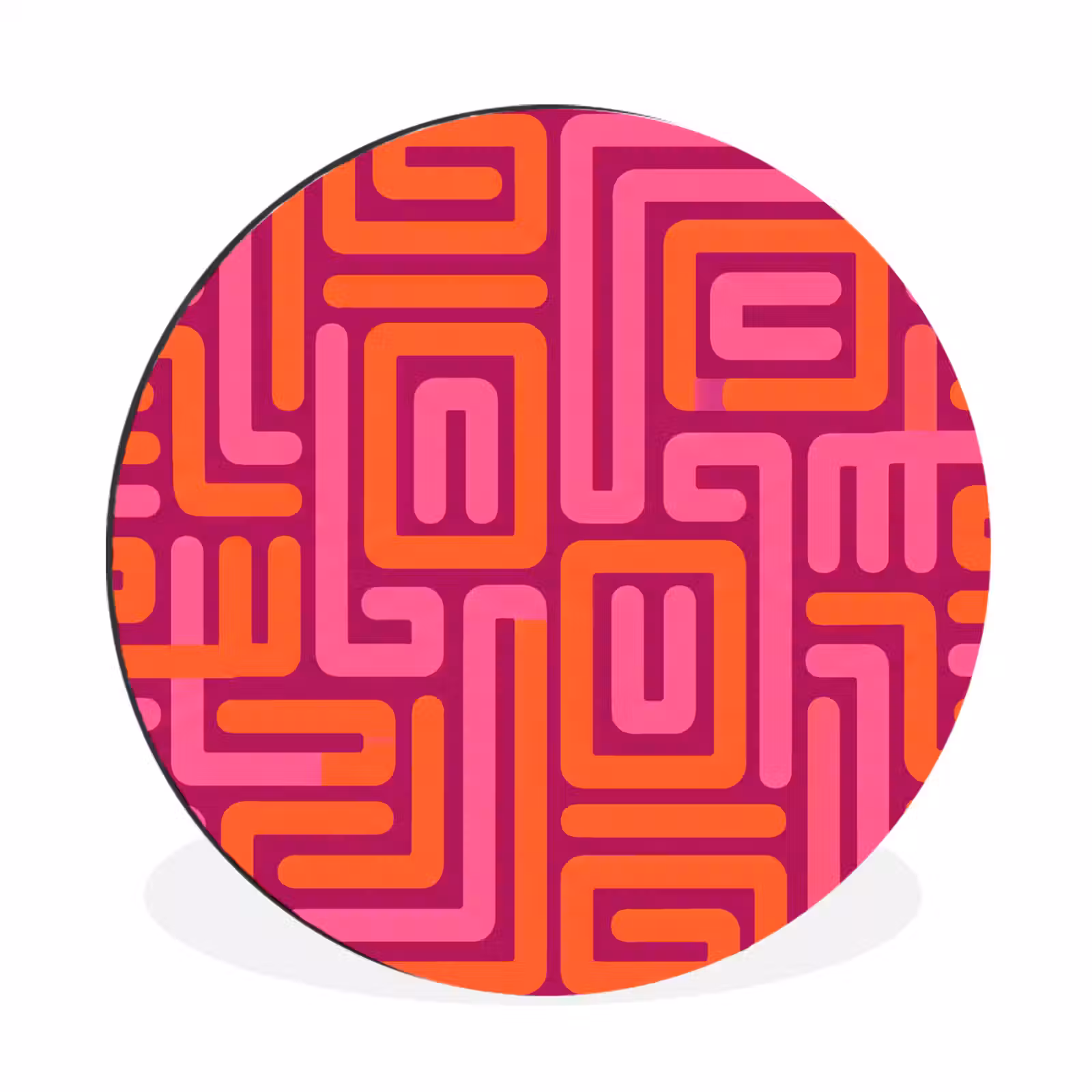 Muurcirkel aluminium - Abstract - Patroon - Lijnen - Roze - Oranje — 1