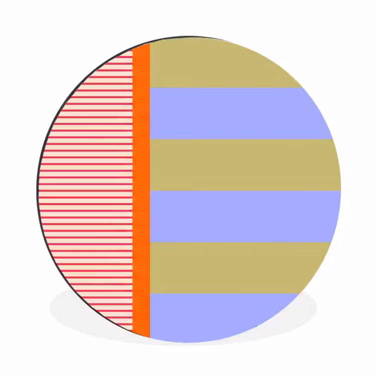 Muurcirkel aluminium - Abstract - Geometrie - Strepen - Blokken - Rood — 1