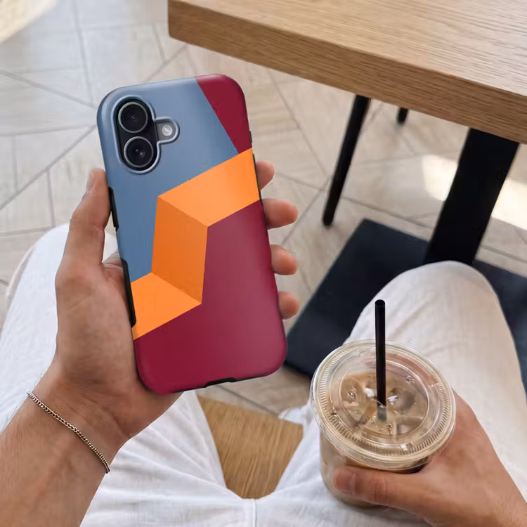 Telefoonhoesje Toughcase - Abstract - Vormen - Modern - Blauw - Oranje — 4