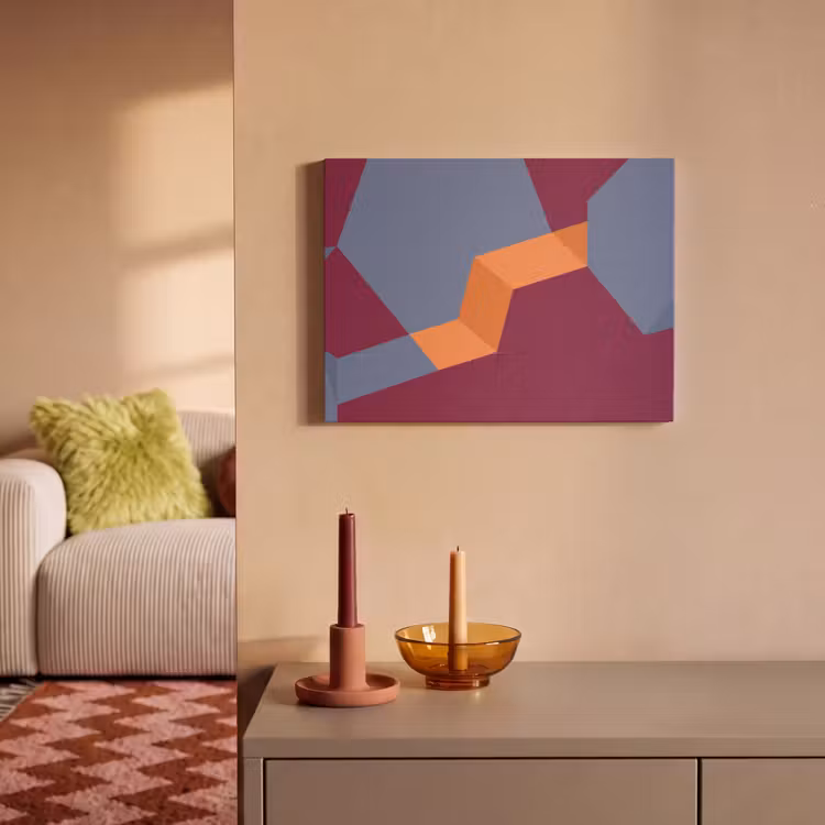 Akoestisch schilderij - Abstract - Vormen - Modern - Blauw - Oranje — 2