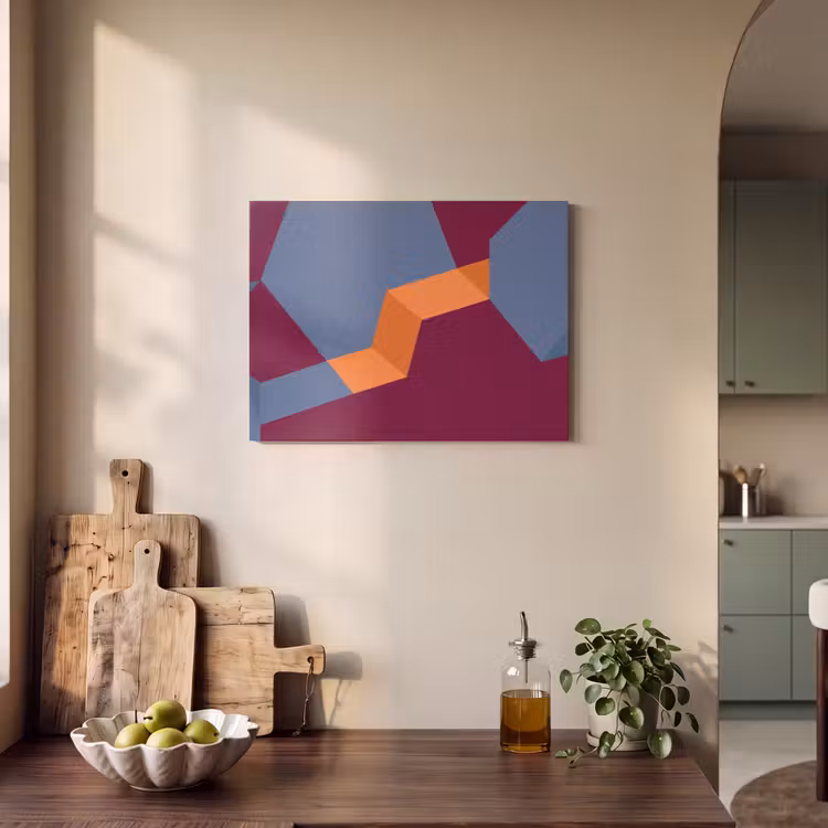 Akoestisch schilderij - Abstract - Vormen - Modern - Blauw - Oranje — 3
