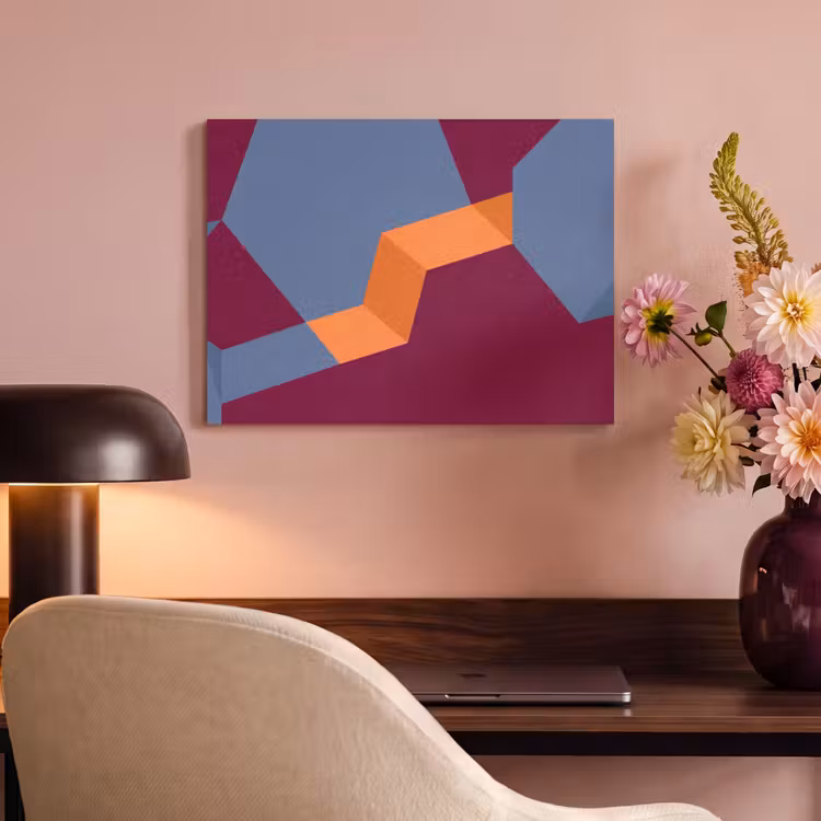 Akoestisch schilderij - Abstract - Vormen - Modern - Blauw - Oranje — 4