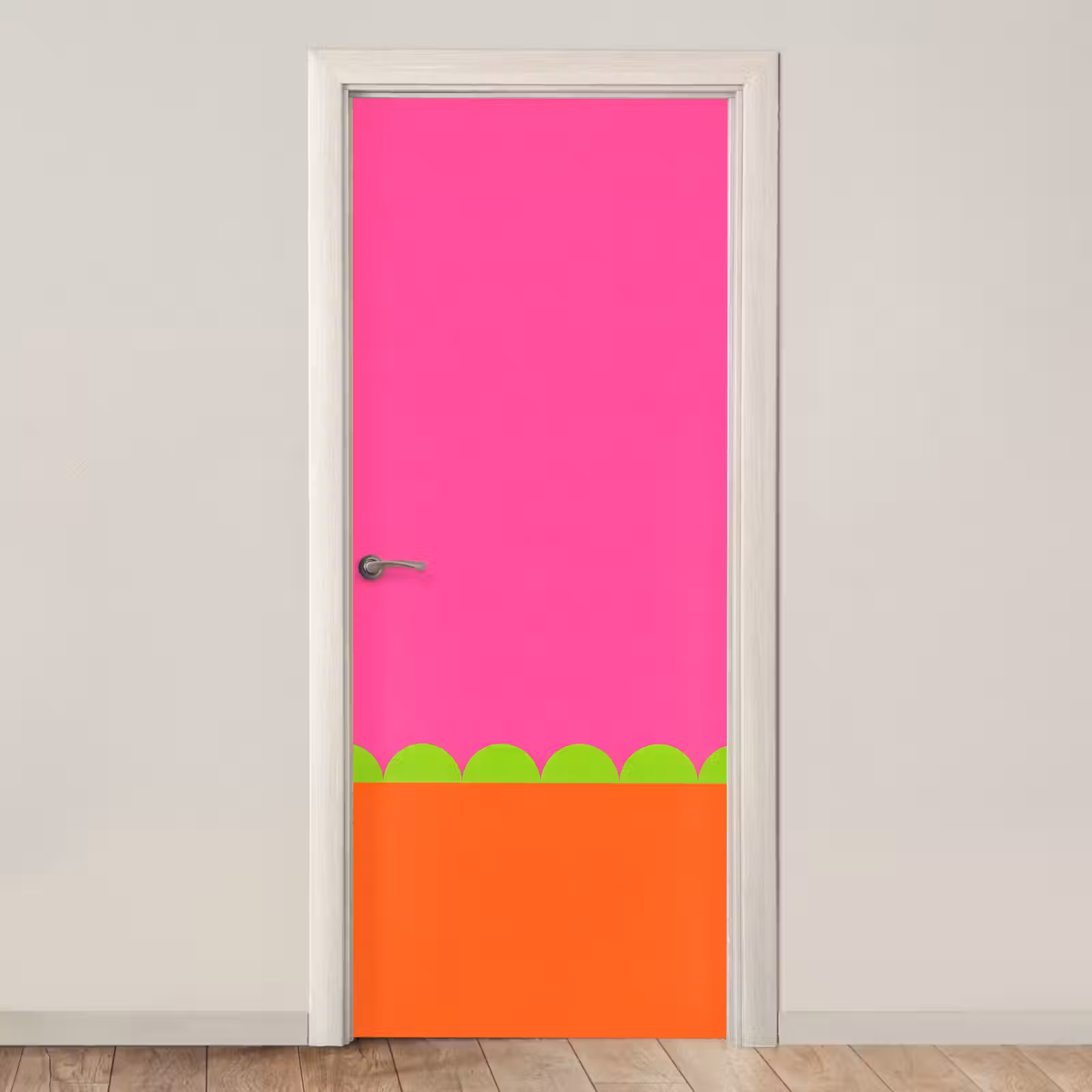 Deursticker - Abstract - Geometrisch - Kleurblokken - Roze - Oranje — 1