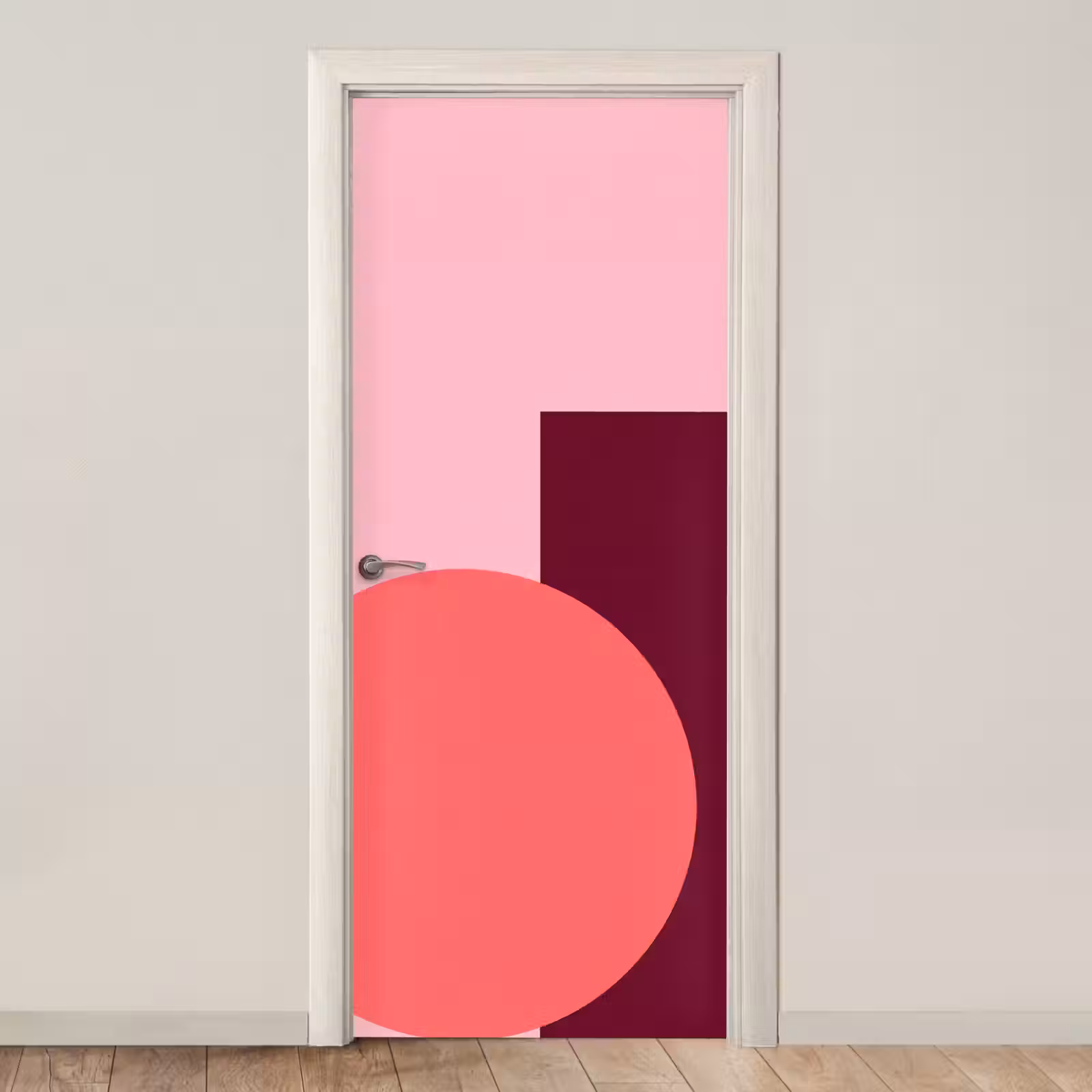 Deursticker - Abstract - Vormen - Roze - Modern - Design — 1
