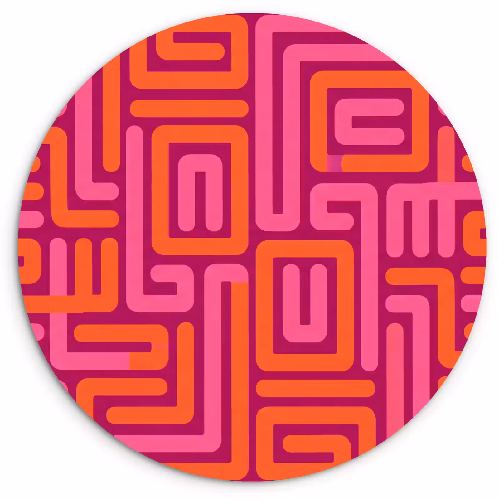 Muurcirkel glas - Abstract - Patroon - Lijnen - Roze - Oranje — 1