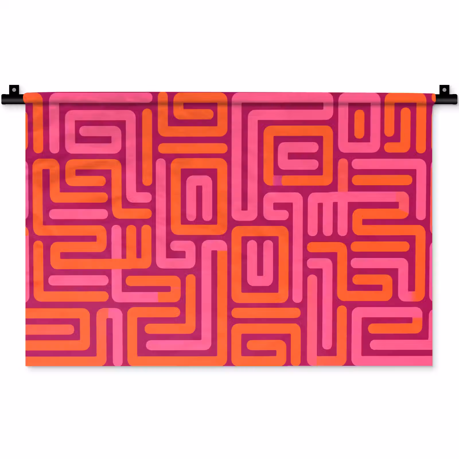 Wandkleed - Abstract - Patroon - Lijnen - Roze - Oranje — 1
