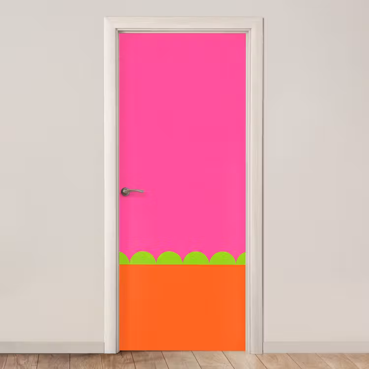 Deursticker - Abstract - Geometrisch - Kleurblokken - Roze - Oranje — 1