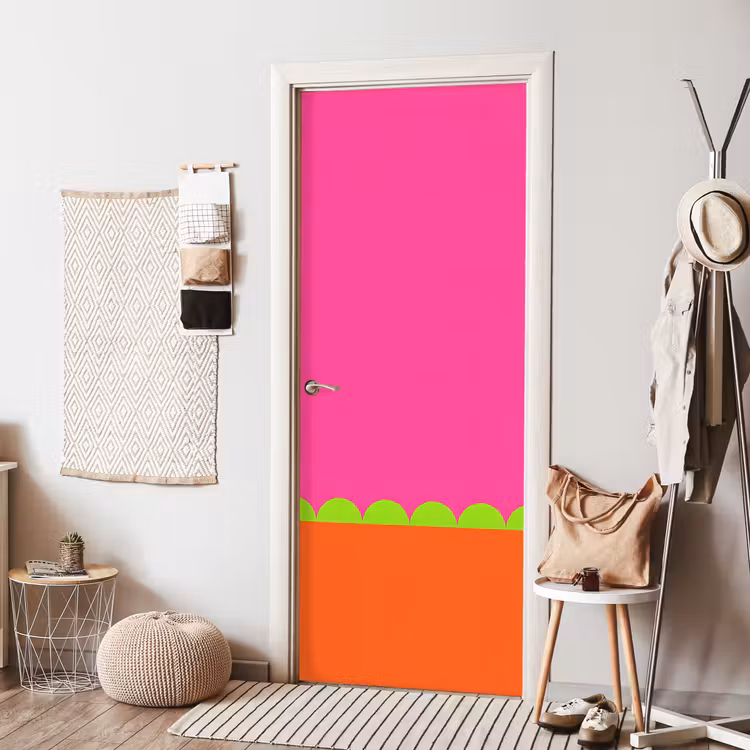 Deursticker - Abstract - Geometrisch - Kleurblokken - Roze - Oranje — 8
