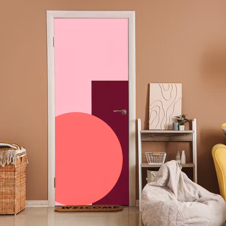 Deursticker - Abstract - Vormen - Roze - Modern - Design — 2