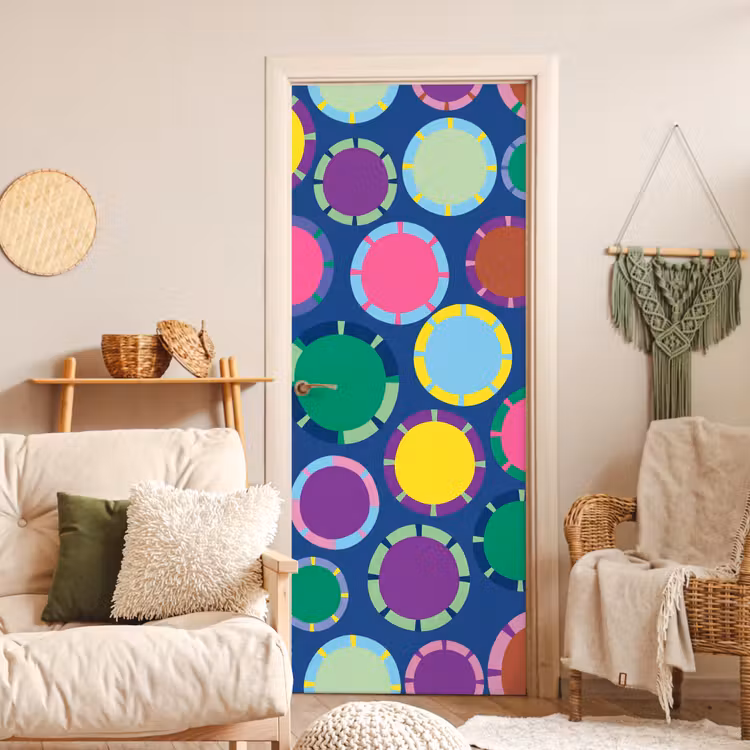 Deursticker - Patroon - Cirkels - Abstract - Kleurrijk — 4