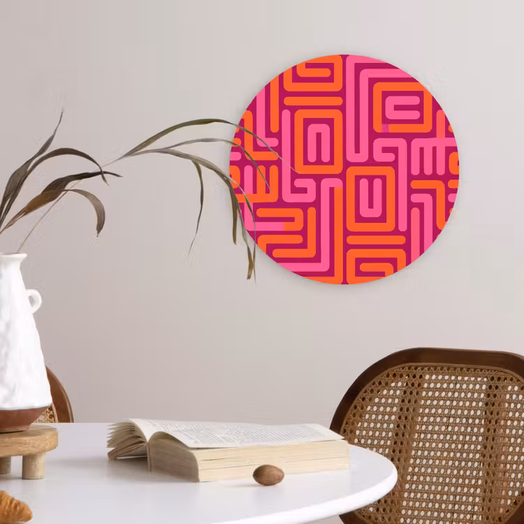 Muurcirkel glas - Abstract - Patroon - Lijnen - Roze - Oranje — 4