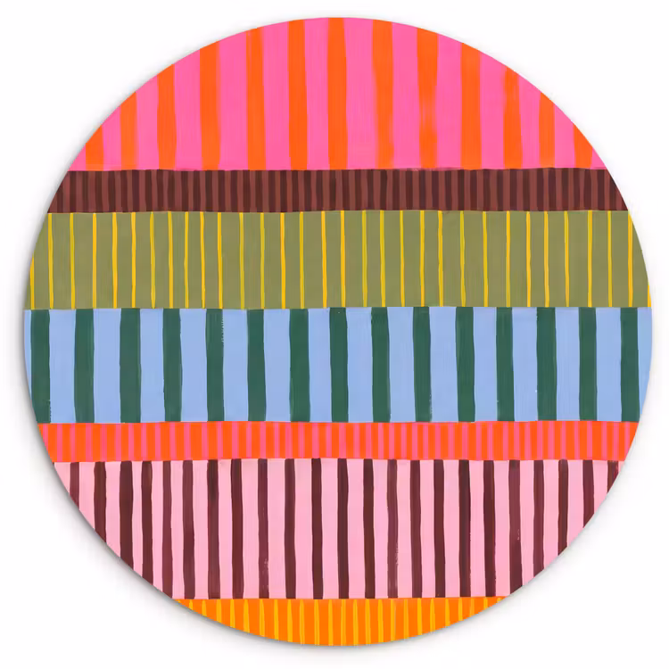 Muurcirkel glas - Abstract - Strepen - Modern - Kleurrijk - Kunst — 1