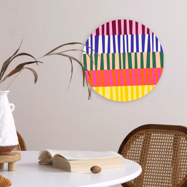 Muurcirkel glas - Patroon - Strepen - Abstract - Modern - Kleurrijk — 4