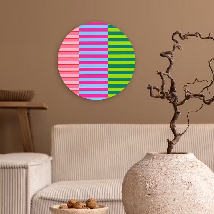 Muurcirkel glas - Patroon - Strepen - Modern - Abstract - Kleurrijk — 2