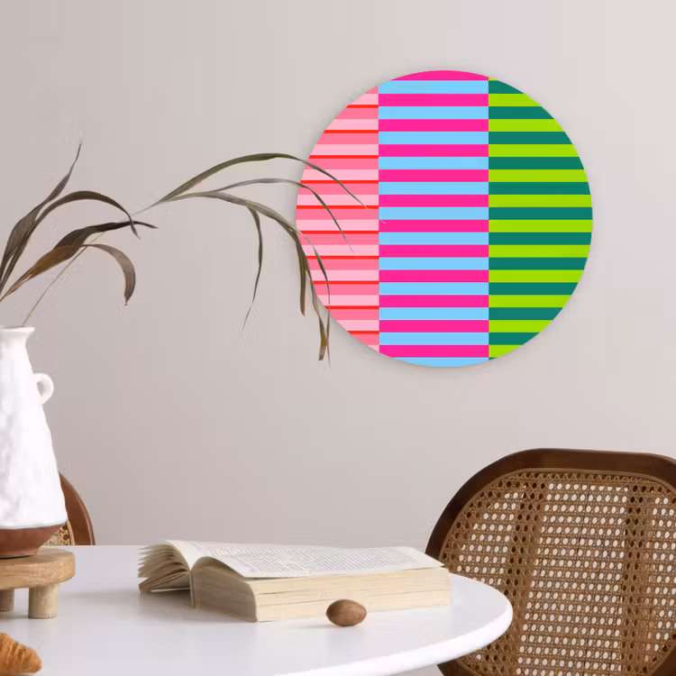 Muurcirkel glas - Patroon - Strepen - Modern - Abstract - Kleurrijk — 4