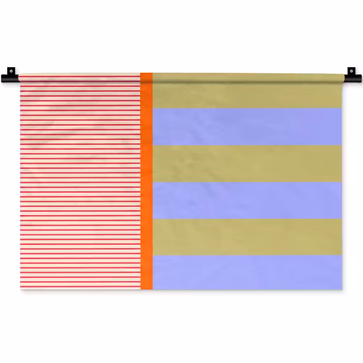 Wandkleed - Abstract - Geometrie - Strepen - Blokken - Rood — 1