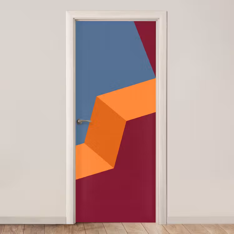 Deursticker - Abstract - Vormen - Modern - Blauw - Oranje — 1