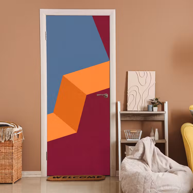 Deursticker - Abstract - Vormen - Modern - Blauw - Oranje — 2