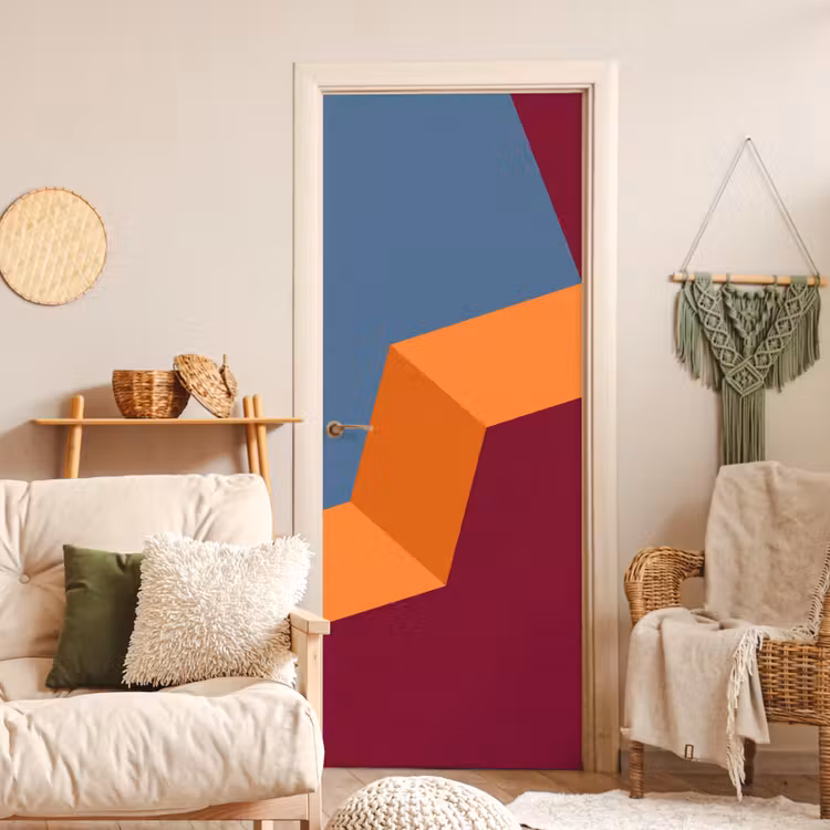 Deursticker - Abstract - Vormen - Modern - Blauw - Oranje — 4