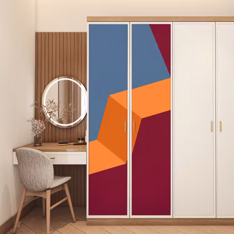 Deursticker - Abstract - Vormen - Modern - Blauw - Oranje — 5