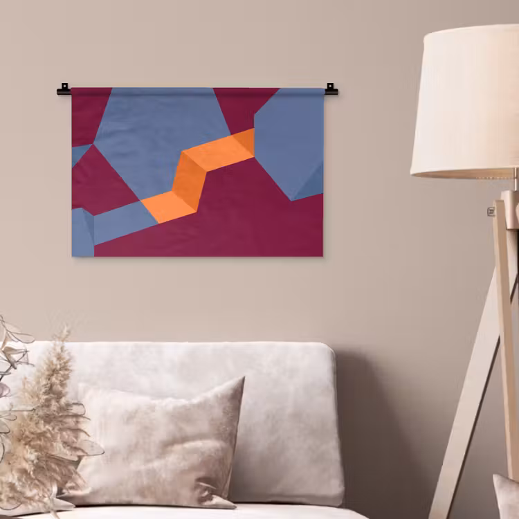 Wandkleed - Abstract - Vormen - Modern - Blauw - Oranje — 2