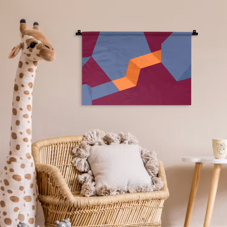 Wandkleed - Abstract - Vormen - Modern - Blauw - Oranje — 5