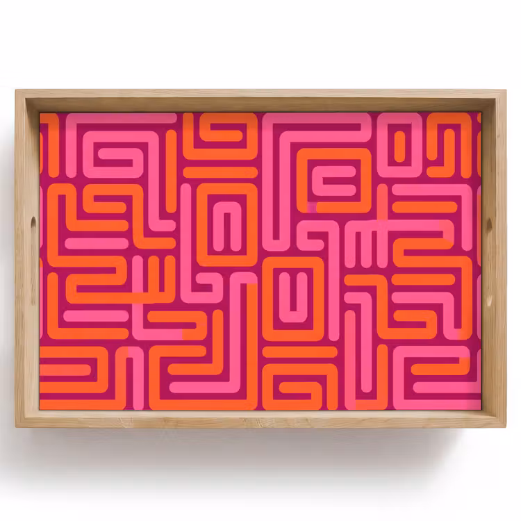 Dienblad - Abstract - Patroon - Lijnen - Roze - Oranje — 1