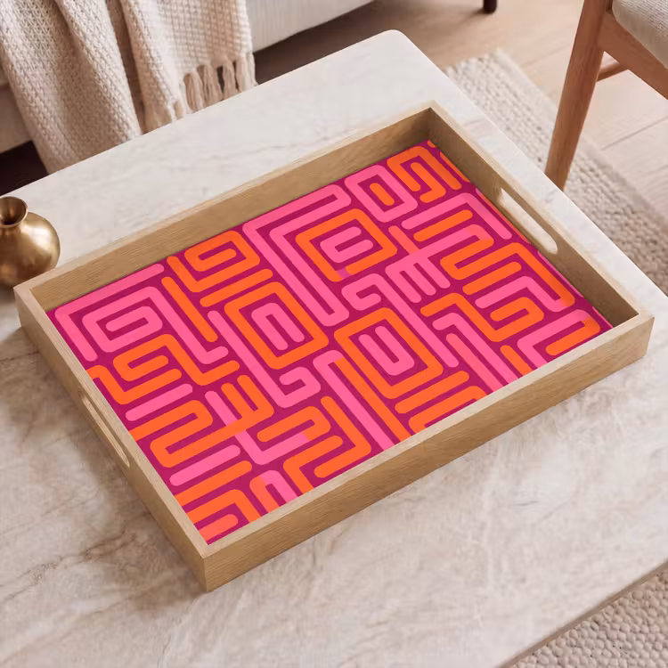 Dienblad - Abstract - Patroon - Lijnen - Roze - Oranje — 2